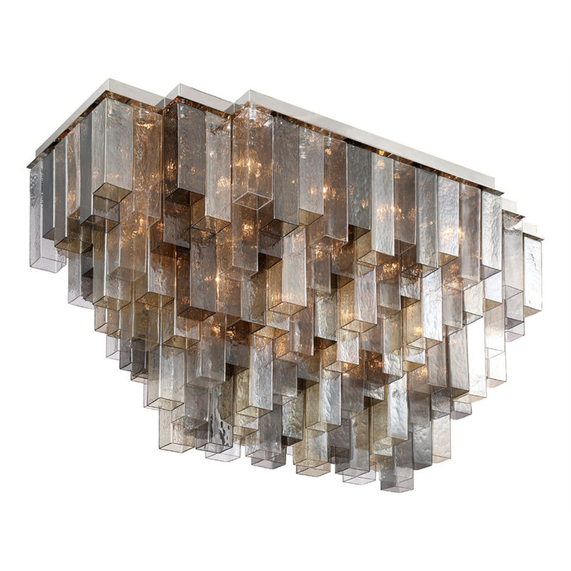 Altesa, plafonnier encastré, 33 lumières, 53 po, chrome, verre mélangé, 53"