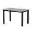 Table de salle à manger moderne en verre trempé noir, pieds de table rectangulaires en métal-1601295124
