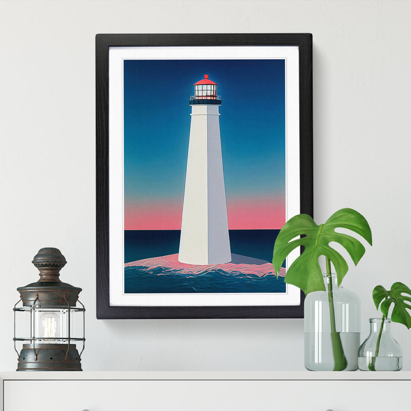 Axton Lighthouse Minimalism Vol.1 - Picture Frame Print, Black, 64cm H x 46cm W x 2cm D