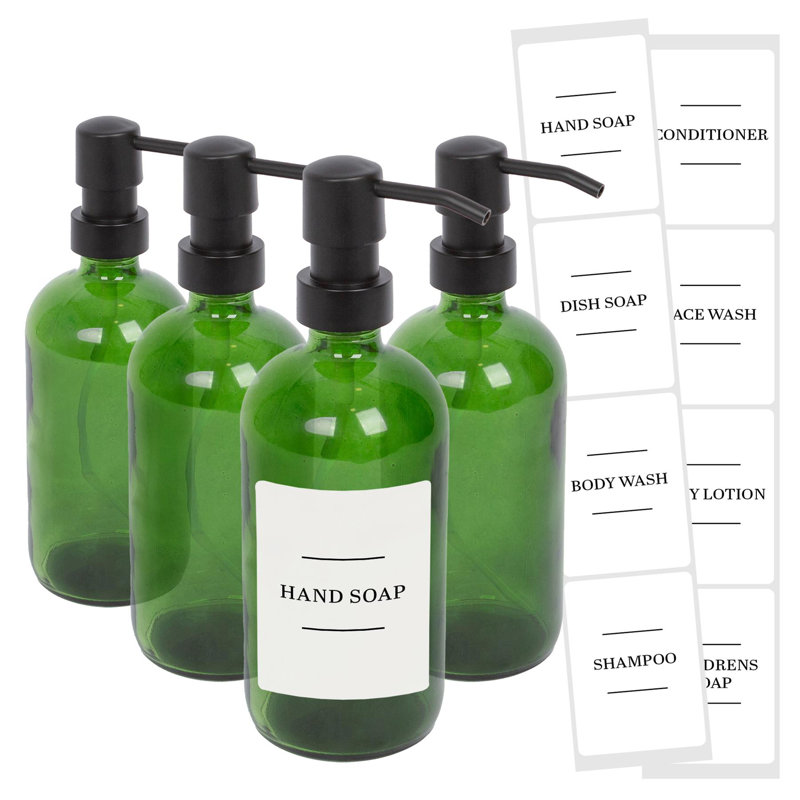 Glass Soap Dispensers with Labels - 500ml, White