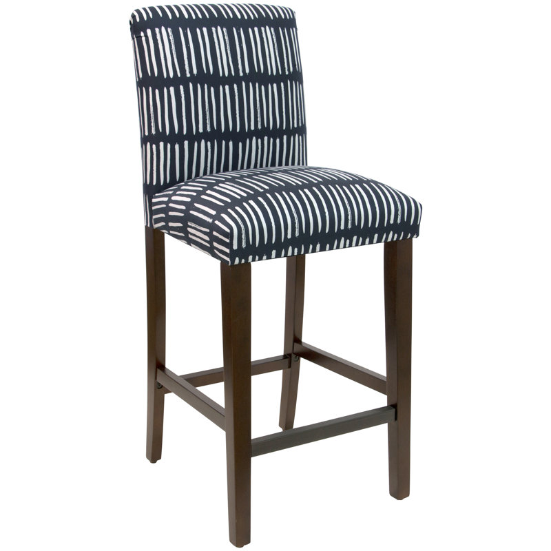 Tabouret de bar et de comptoir Hadrien, Tabouret de bar (siège d'une hauteur de 31 po), Bleu marine Dash, Espresso