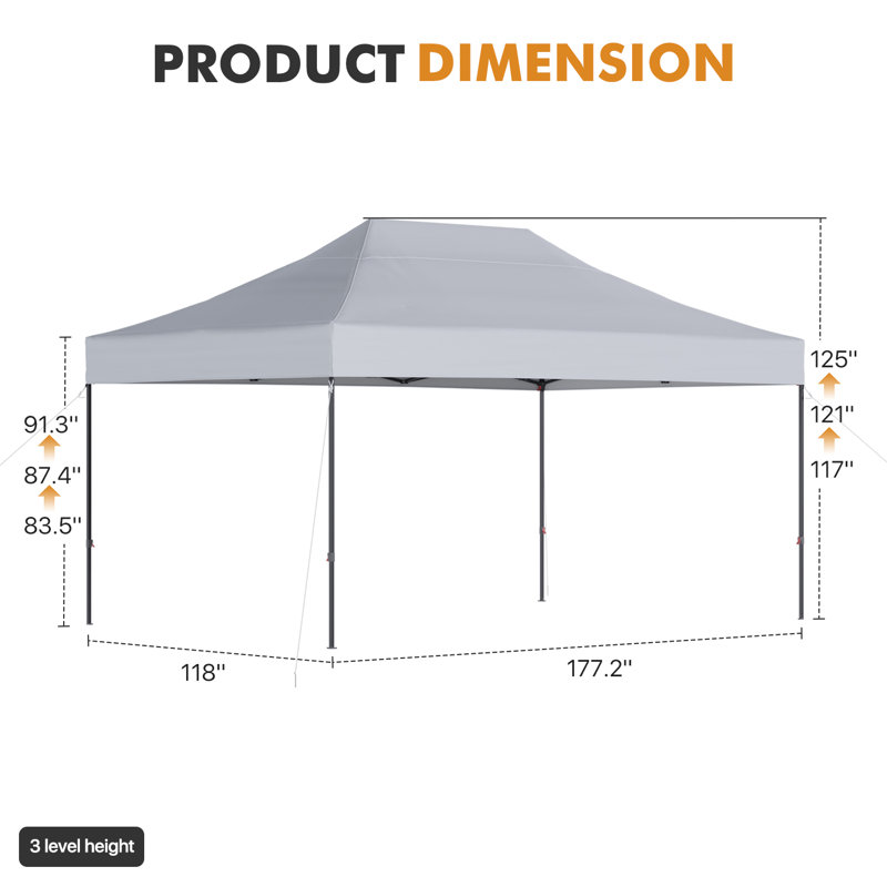Canopy Tent, Heavy Duty Pop up Canopy, White, 15 ft x 10 ft