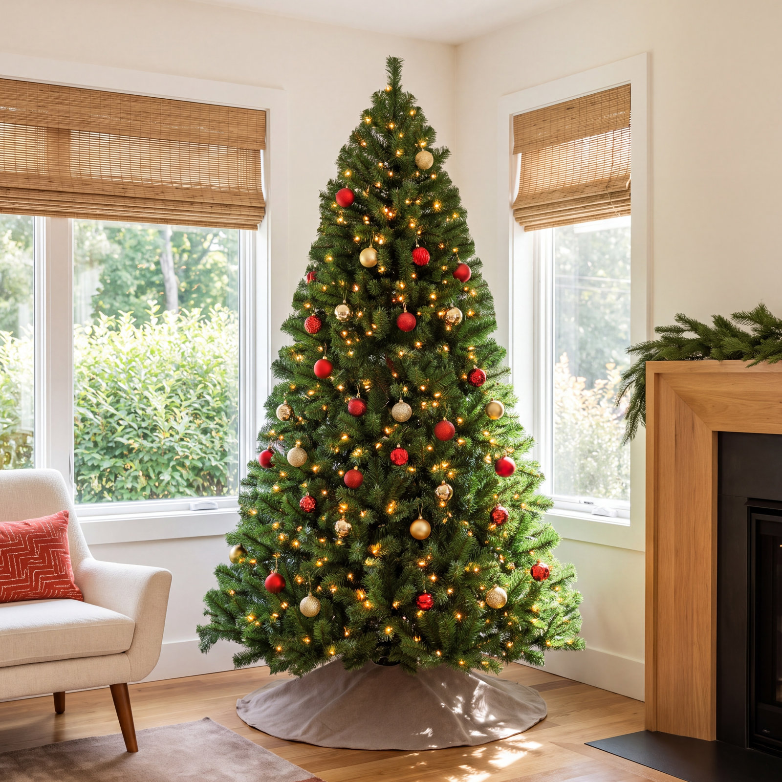 Lighted Artificial Christmas Tree, 7.5'