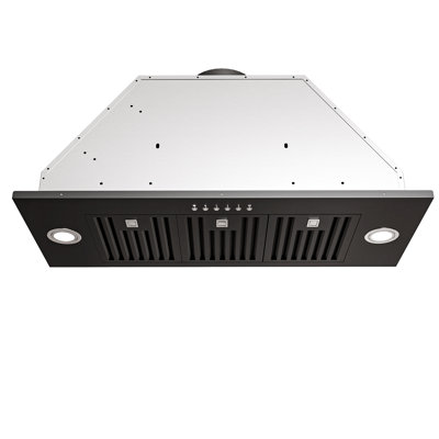 36 inch 800 CFM Convertible Insert Range Hood 4 Speed Quiet Black Stainless Steel Panel Push Button Control with LED Lights