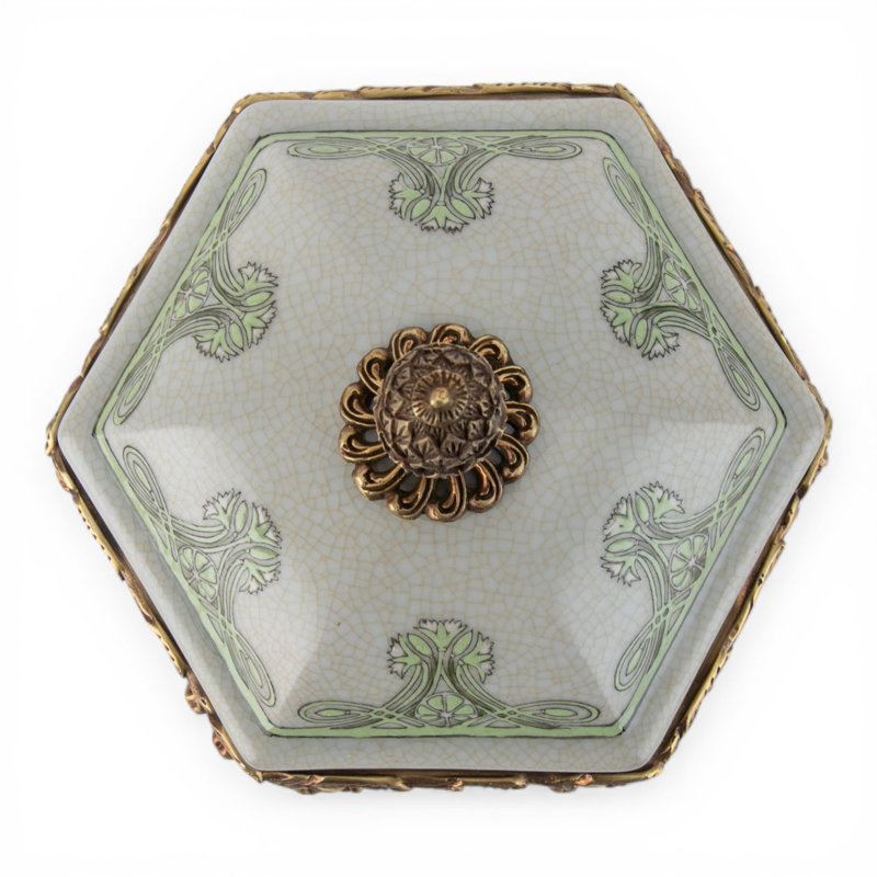 Porcelain Hexagonal Box With Bronze Ormolu