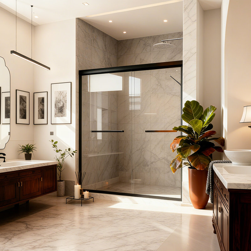 Porte de douche coulissante double Kosmonia