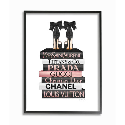 " Elegant Black Bow Heals On Glam Designer Bookstack " Graphic Art Print