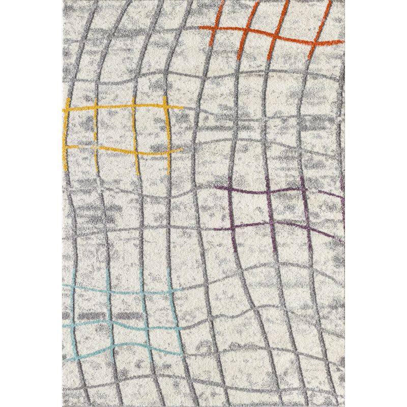 Tapis gris à motif abstrait Roslyn, Rectangle 5 pi x 7 pi