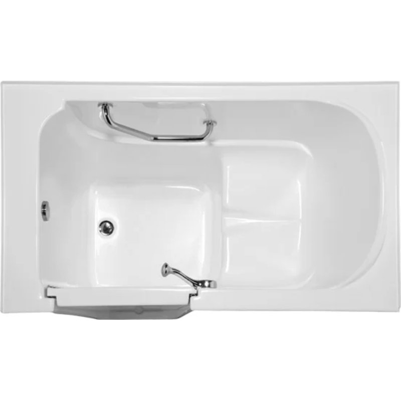 Lifestyle 5230 52'' x 30'' Soaking Gel Coat Bathtub, White, Polished Chrome