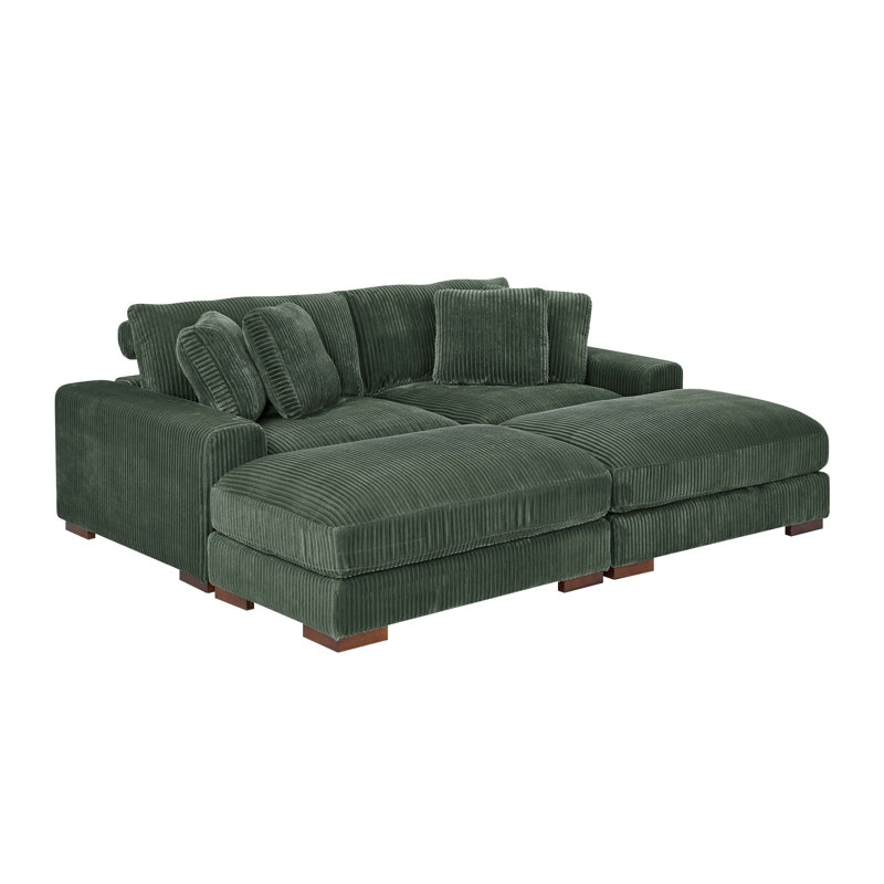 Braedon Modular Corduroy Sectional, Dark Green Corduroy
