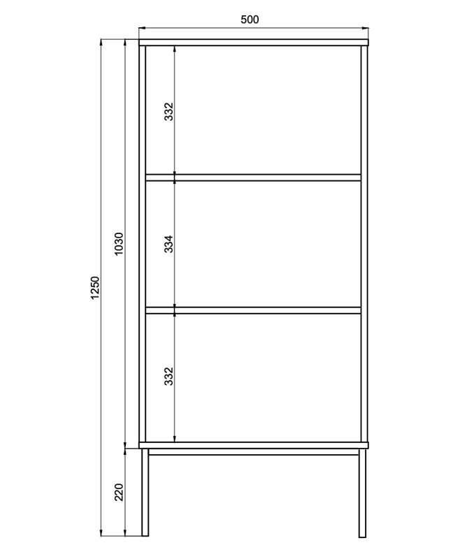 Veldio Three-Tier Shoe Cabinet 50 cm with Legs, Black