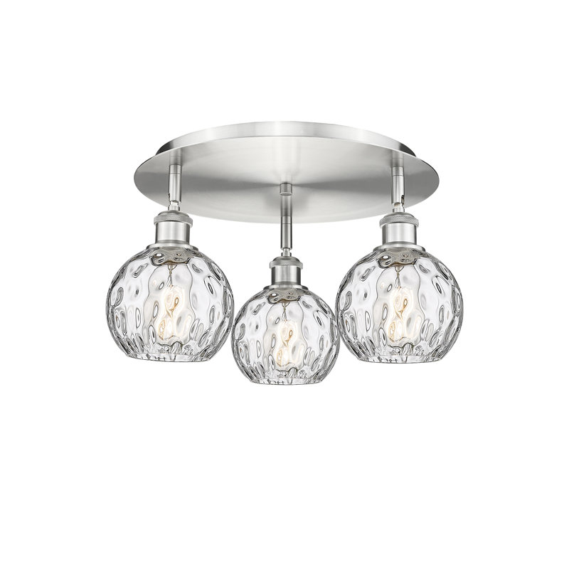 Ambrosane Glass Flush Mount, Satin Nickel