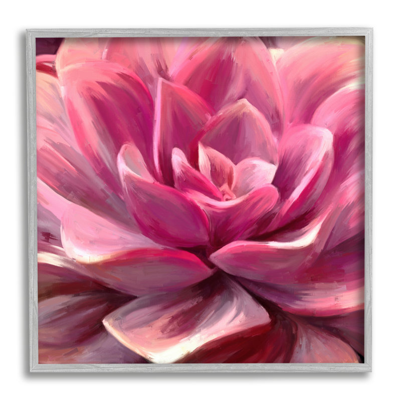 «Pink Succulent Leaves On Canvas» par Amy Hall, peinture, H 24 po x l 24 po x P 1,5 po, Estampe numérique Farmhouse