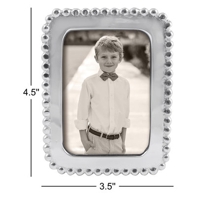 Beaded Silver Metal Beaded Picture Frame