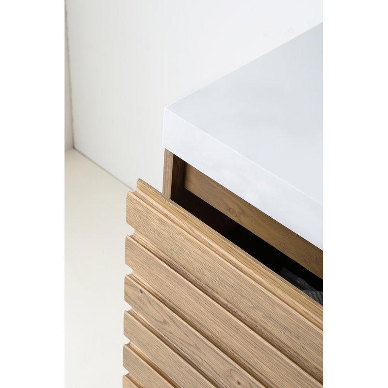 Matera 72" W Double Vanity, Pecan Oak, White