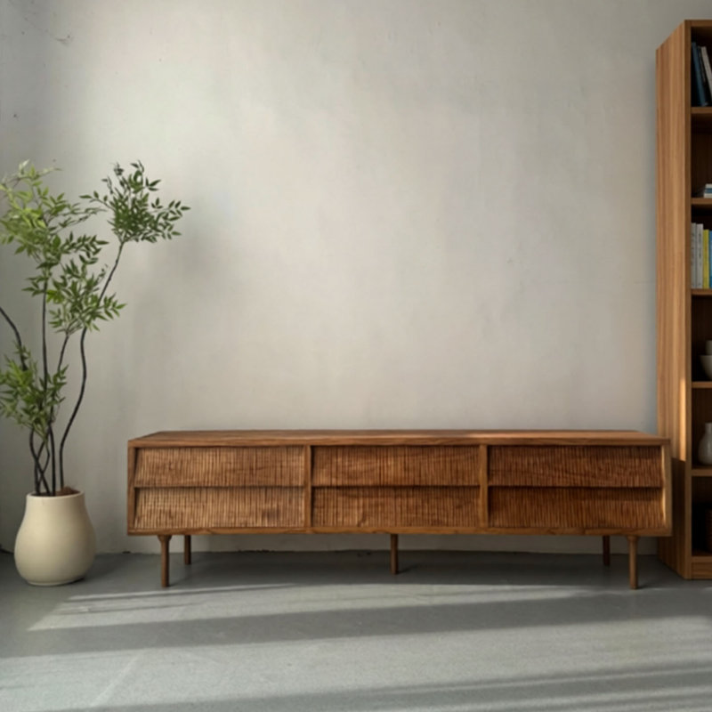 Meuble télé en chêne massif, 21.65"H x 70.86"L x 15.74"W