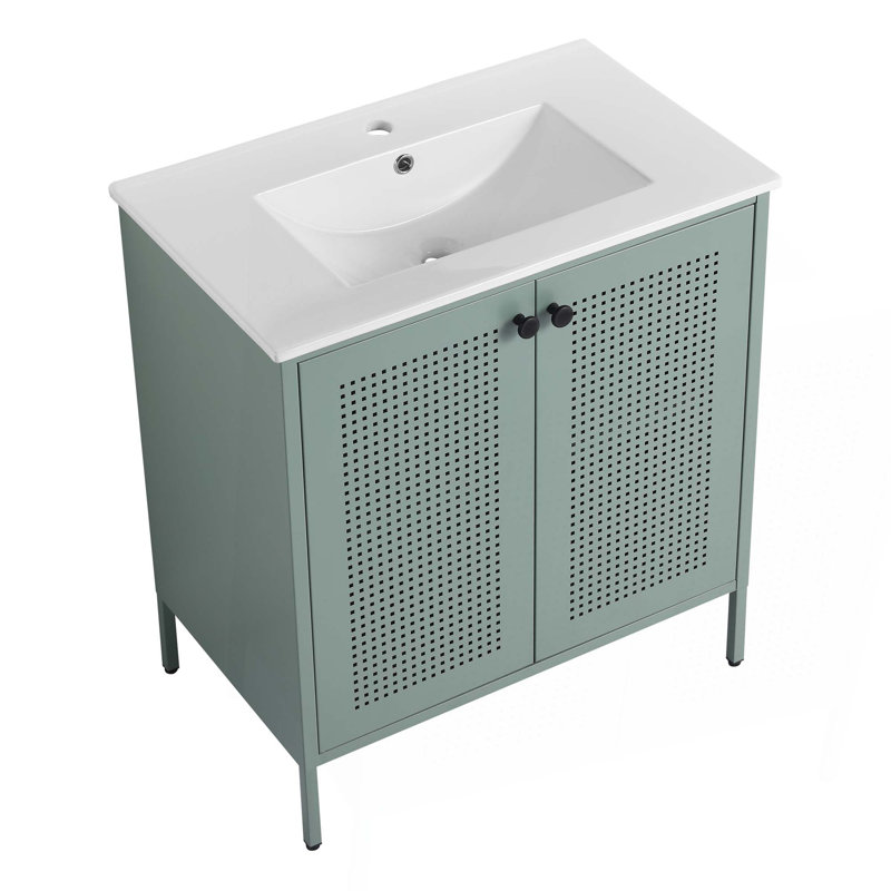 Meuble-lavabo autoportant avec comptoir en céramique