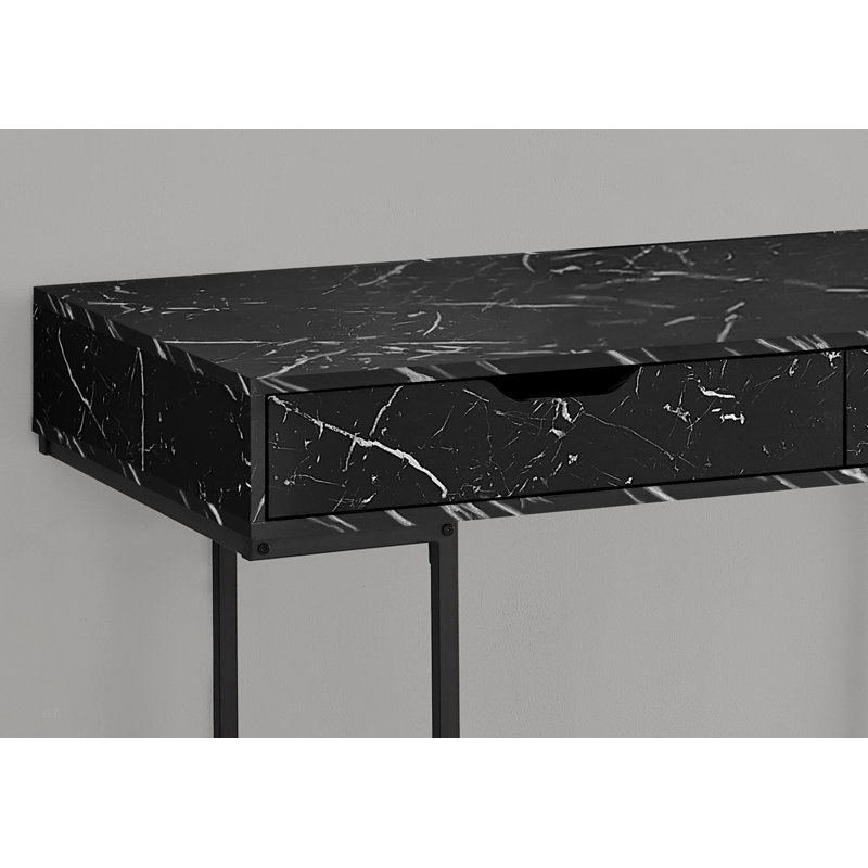 Bureau d'ordinateur, bureau personnel, ordinateur portable, tiroirs de rangement, L 48 po, travail, stratifié aspect marbre, métal, contemporain, moderne