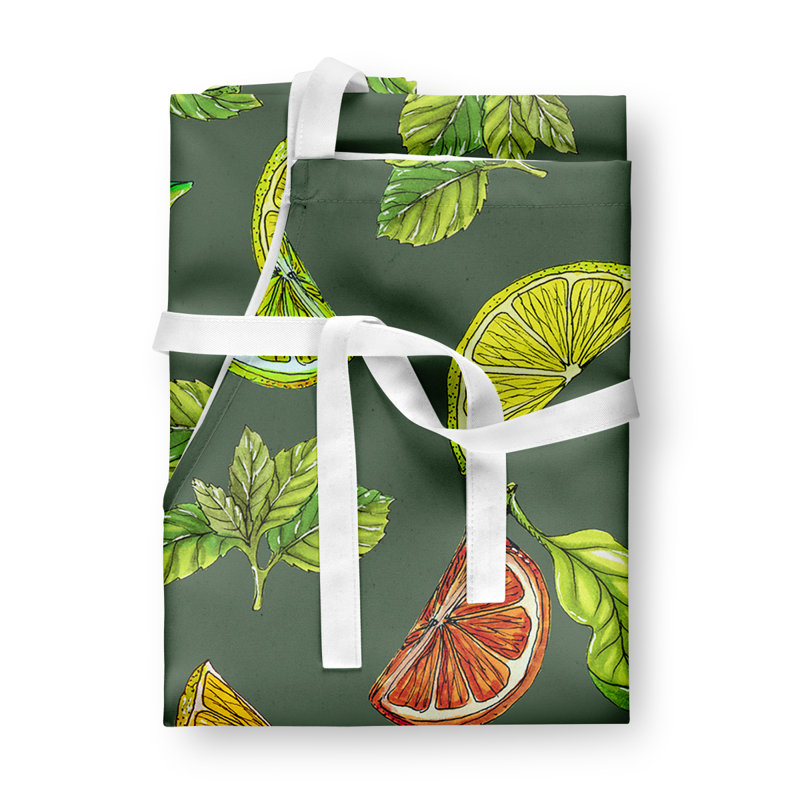 No Pattern Bib Apron, Green/Yellow