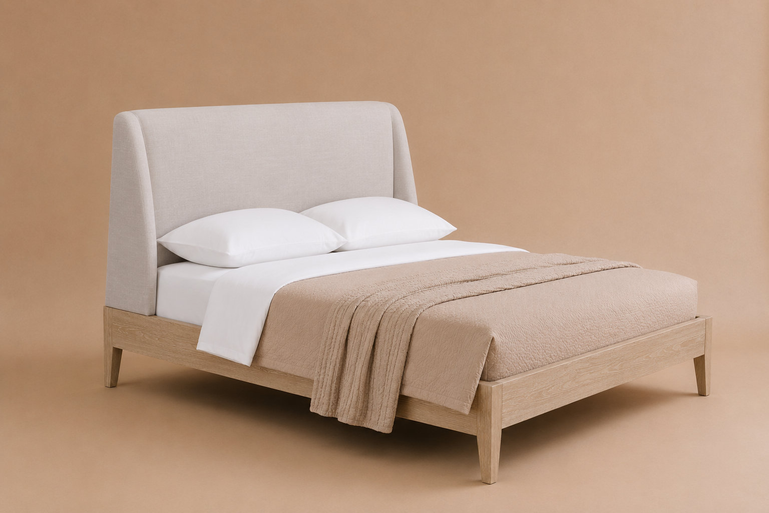 Cloey Upholstered Bed, Taupe, Queen