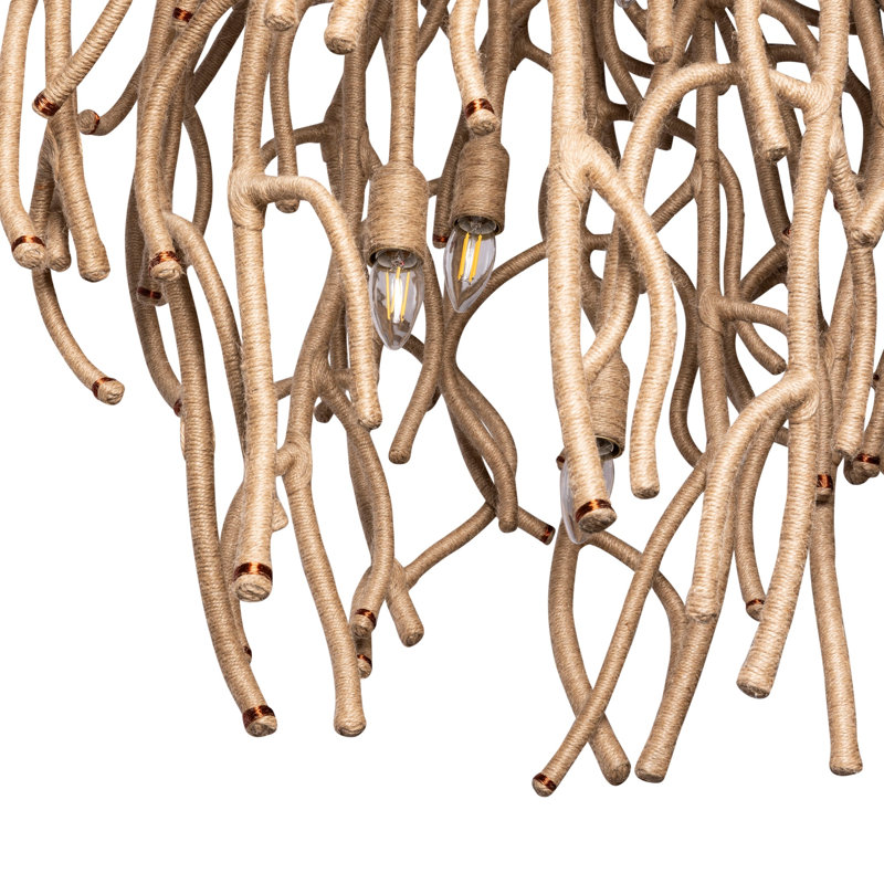 Jute Coral Chandelier - Ballito, 38" H x 38" W x 38" D, 4 Lights