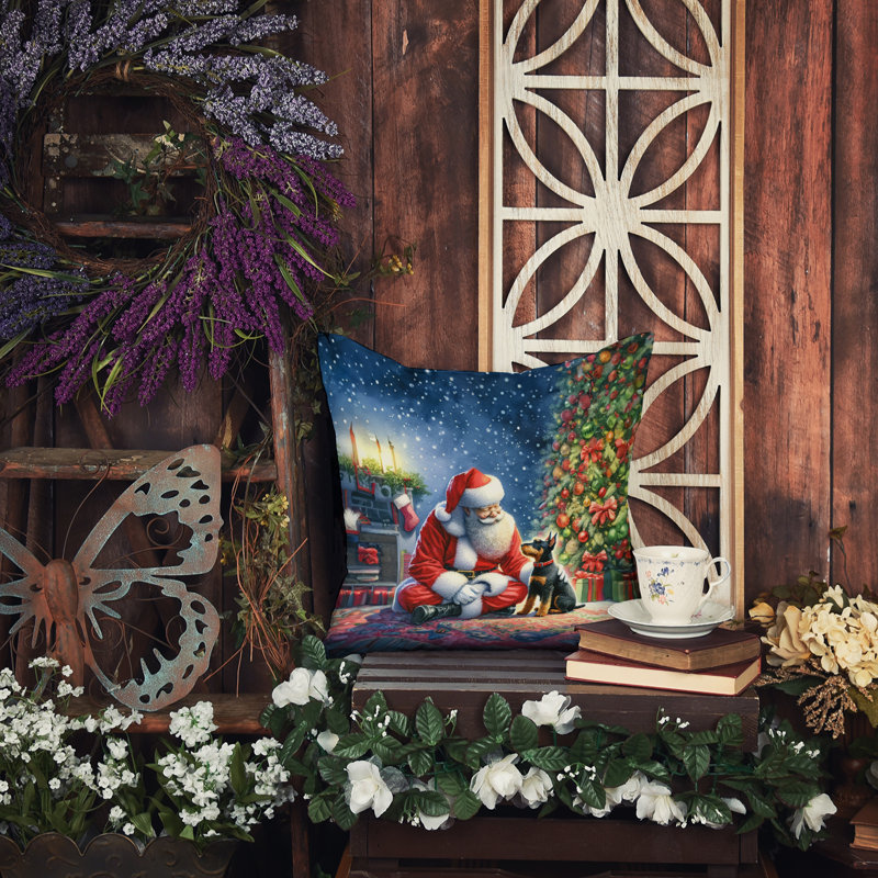 Moments With Santa Other/No Pattern Outdoor Throw Pillow, 14"H x 14"W