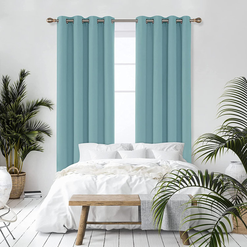 Hisao Room Darkening Curtain Pair, 132 W x 160 D cm, Light Blue