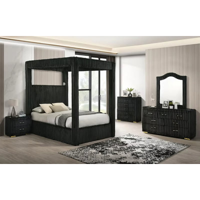  Atley Black 4 Pieces Bedroom King