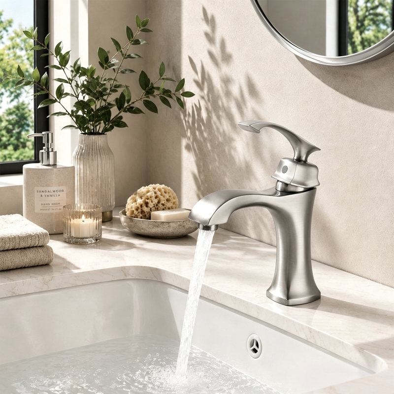Robinet de lavabo de salle de bain à un trou, robinet de salle de bain à poignée simple avec aérateur intégré