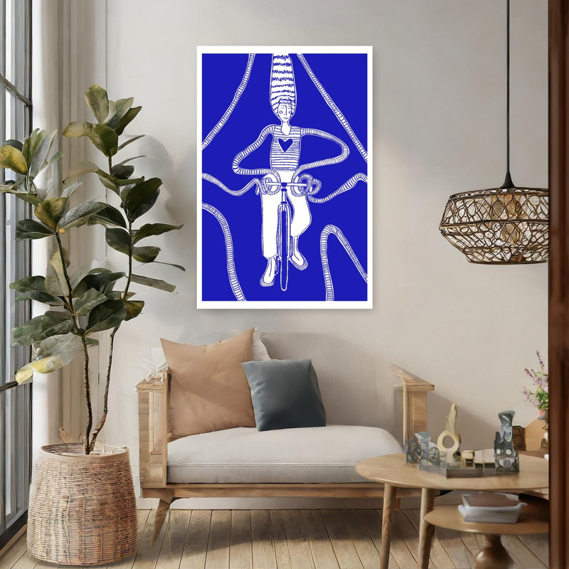 «Dreamy Blue Bike Ride Abstract Dreamy», reproduction d'art mural, 48" H x 32" W