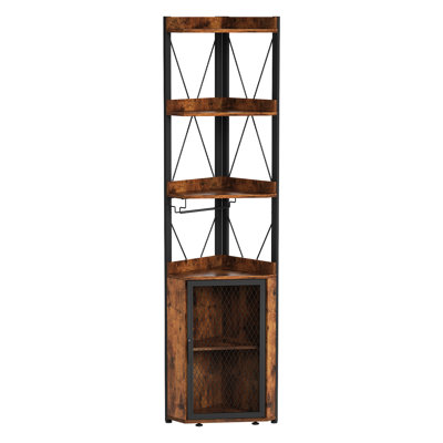 69" Tall Corner Bar Cabinet with 5-Tier Shelves for Living Room Kitchen and Dining Room