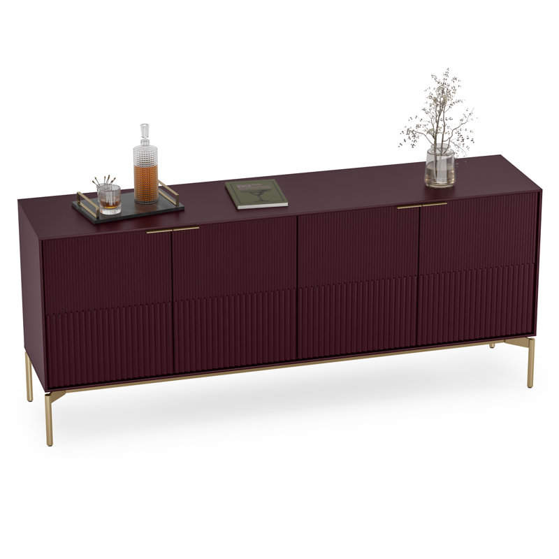 Zig 79.5'' W Credenza, Merlot/Brushed Brass