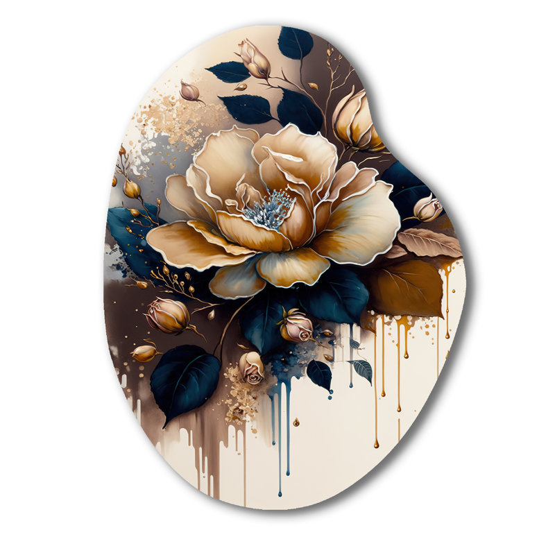 Décoration murale brune et bleue en forme de poire rose, H 30 po x l 22 po x P 1 po
