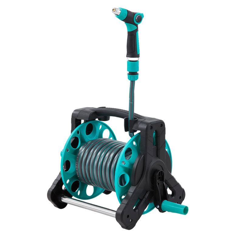 Garden Hose Reel with 20m Water Hose, 30cm H x 20cm W x 31.5cm D, Green