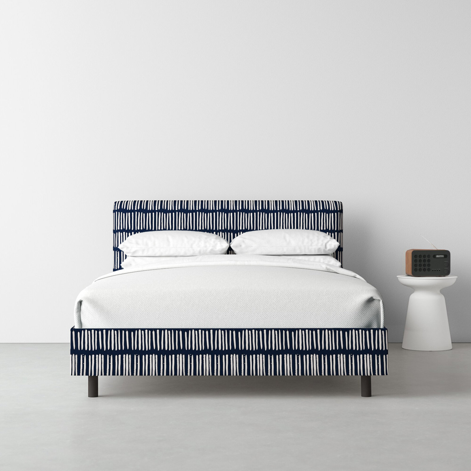 Avila Cotton Upholstered Bed, Twin, Evelyn Natural Asbtract