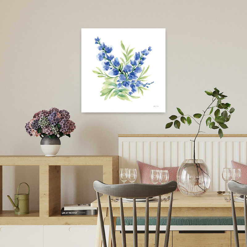 «Contemporary Spring Is Blooming Iii» avec art floral bleu, H 18 po x l 18 po