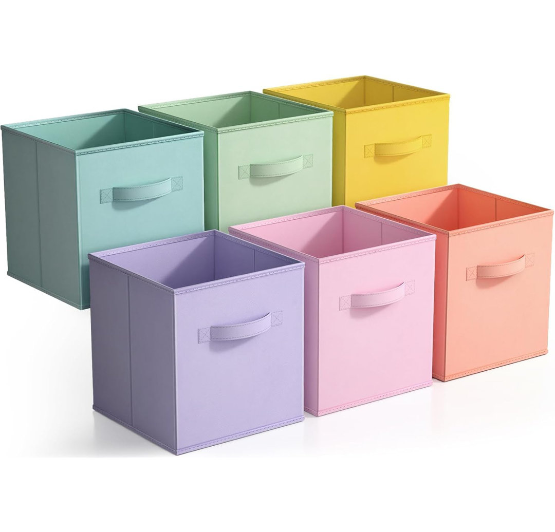 11" Foldable Fabric Storage Cube Bins with Handles (Set of 6) Sorbus 