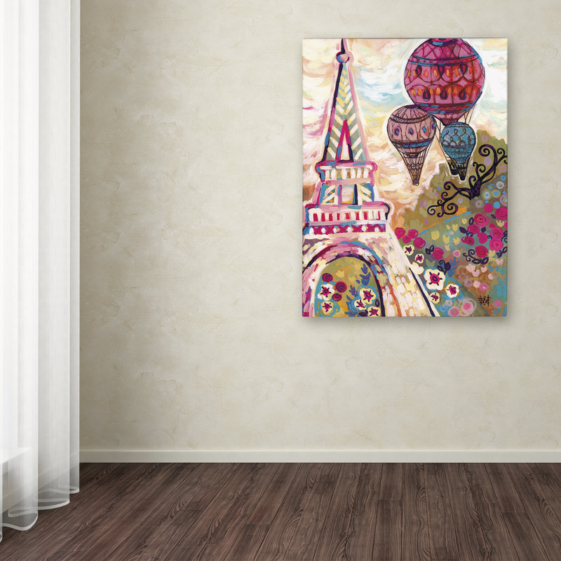 « ballons sur paris », reproduction d’art sur toile tendue, H 19 po x l 14 po x P 2 po