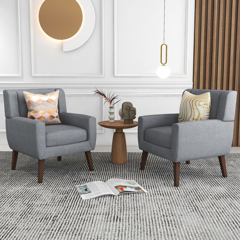 Jaqueze 73.4 Cm Wide Cotton Armchair, Grey Linen Blend
