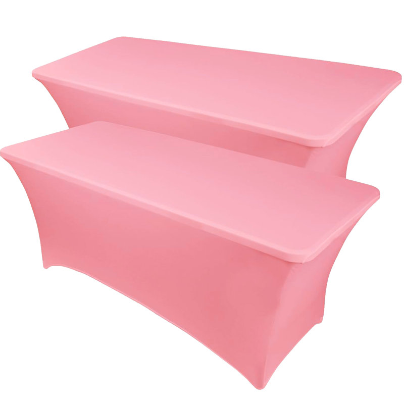 Kinta Polyester Tablecloth Stretch Spandex Table Cover, Open Back, 72" x 30", 2, Pink