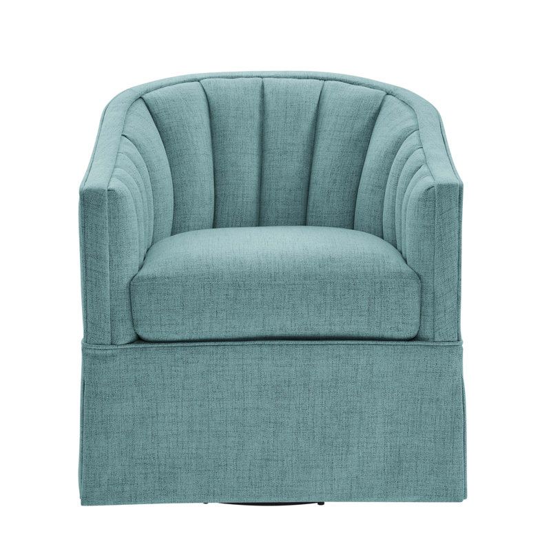 Fauteuil d'appoint pivotant avec jupe Solitude, Bleu clair