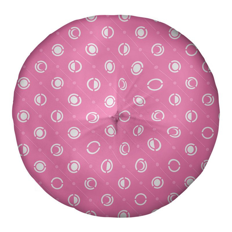 Coussin de sol à phases de lune classiques, 26 po x 26 po, Blanc/rose