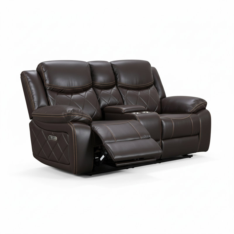 Scelfo 77'' Faux Leather Reclining Loveseat, Brown