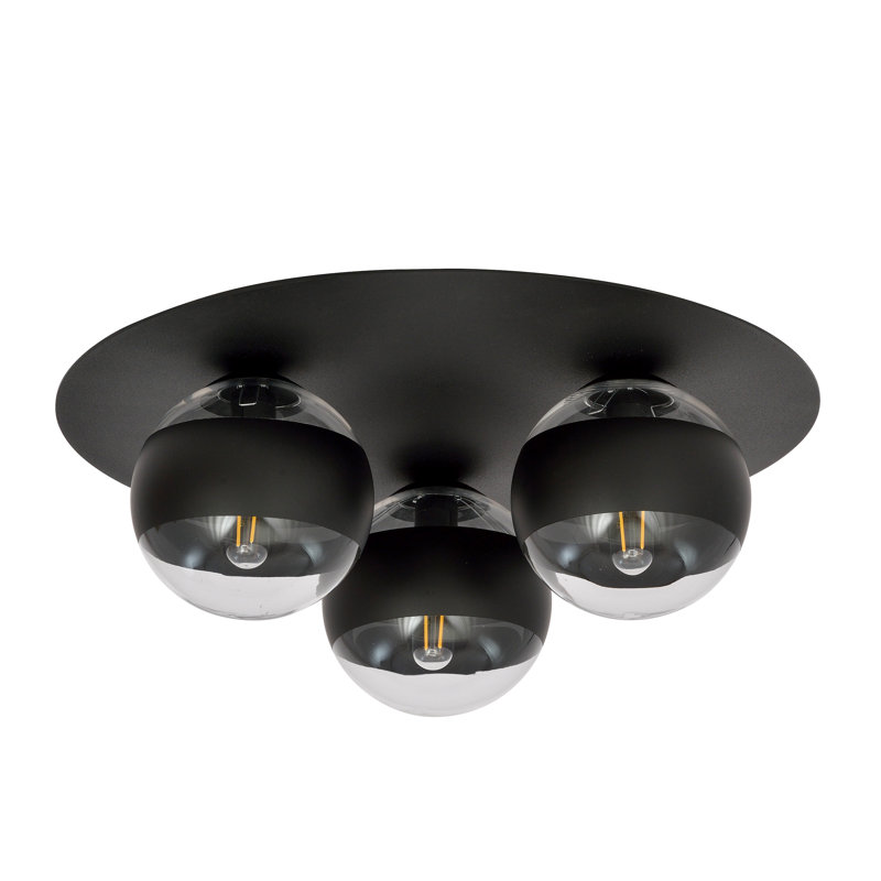 Belkis 3-Light 16cm Spotlight, Transparent/Black, 21cm H x 20cm W x 15cm D