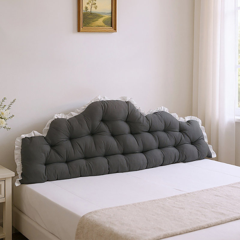 Upholstered Headboard Pillow, Dark Grey