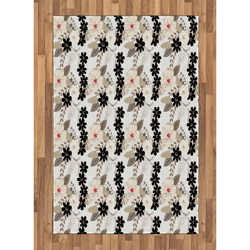 Tapis décoratif floral à haute densité en fibres de polyester, Rectangle— 4 pi x 5 pi 8 po