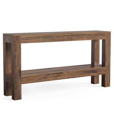 Farmhouse 2-Tier Narrow Wood Console Table With Storage For Entryway Sofa Table, Entrance, Living Room