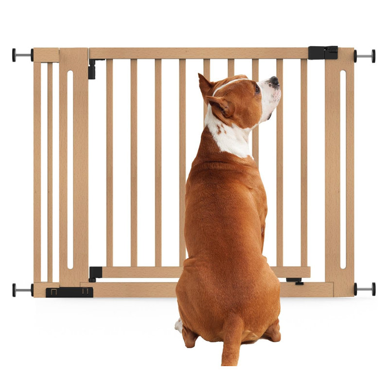 Wood Pressure Mounted Pet Gate, 105cm - 113cm, Natural