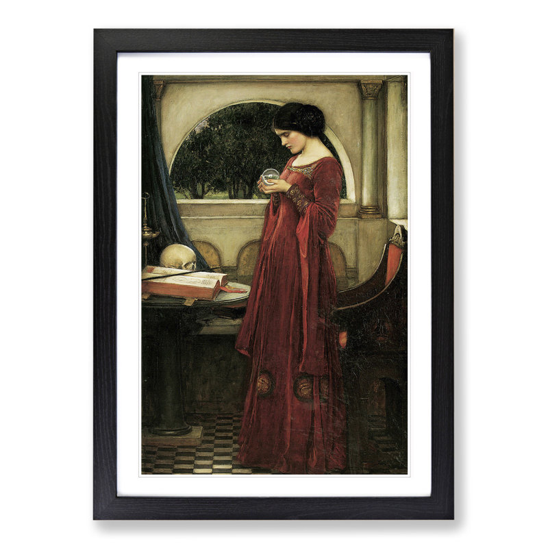 The Crystal Ball by John William Waterhouse - Framed Print, 65cm H x 48cm W x 2cm D, Black Framed