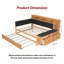 Lit plateforme double en bois avec lit gigogne, tablettes de rangement, banc, station de charge et tête de lit tapissier-468995520